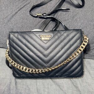 Victoria's Secret Black Chevron Crossbody Bag